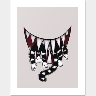 Sharp Teeth Monster Cat Eater Posters and Art